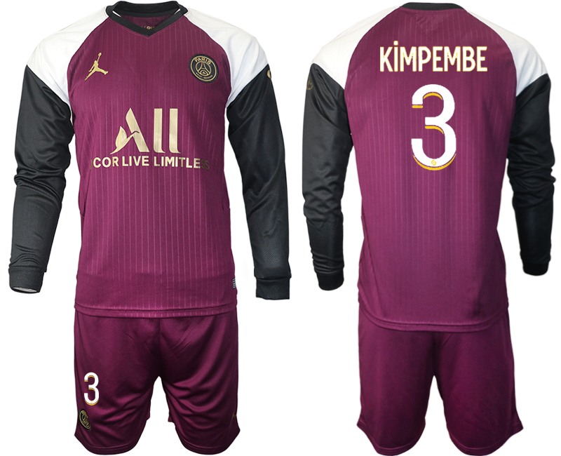Men 2021 Paris Saint Germain Jordan white long sleeves 3 soccer jerseys